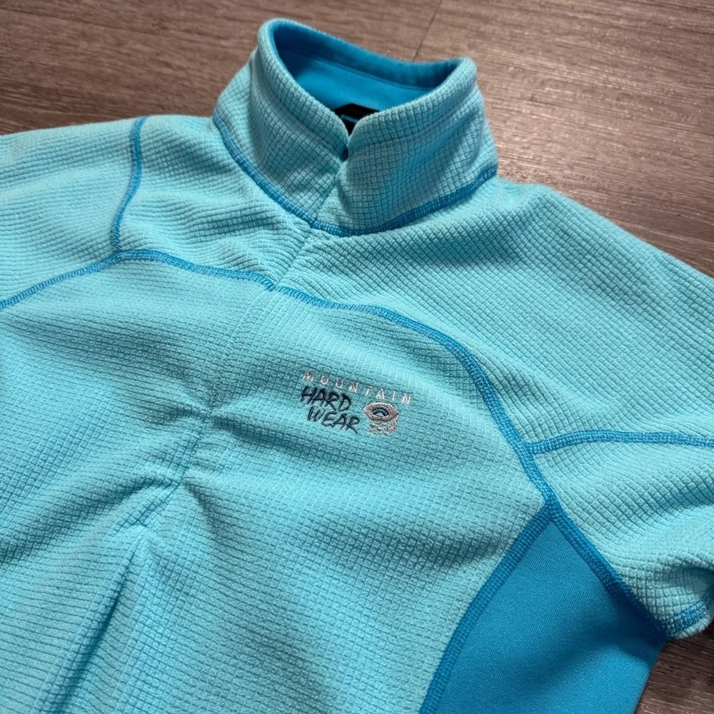 Mountain Hardwear Fleece Jacket Womens Small Blue Polyester Waffle Knit OL3654 - Picture 2 of 10